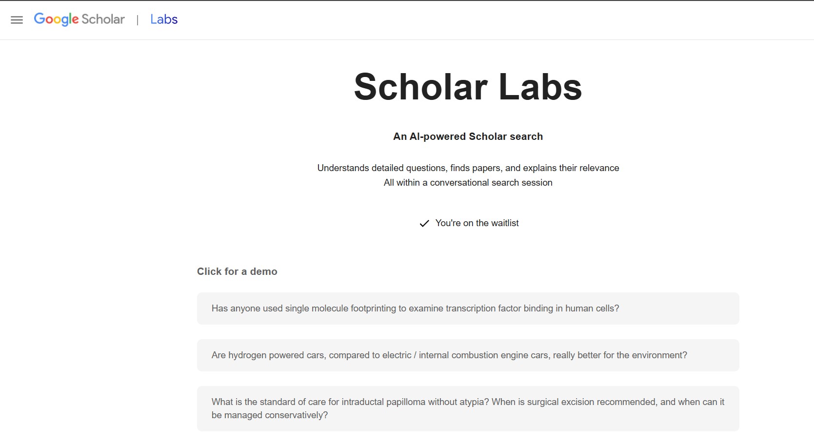 Scholar Labs Waitlist